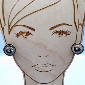 Vintage Graduated Concentric Circles Earrings, Gold Tone Atomic Mod Space Age